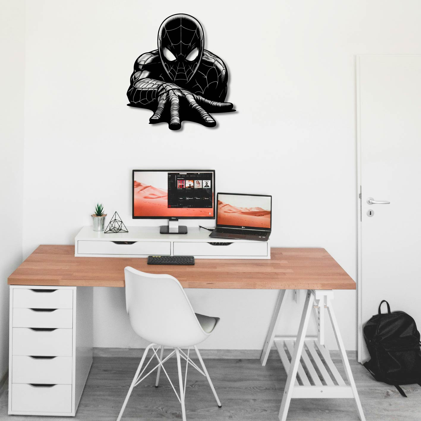 SPIDERMAN CRAWLING PERSPECTIVE METAL WALL ART