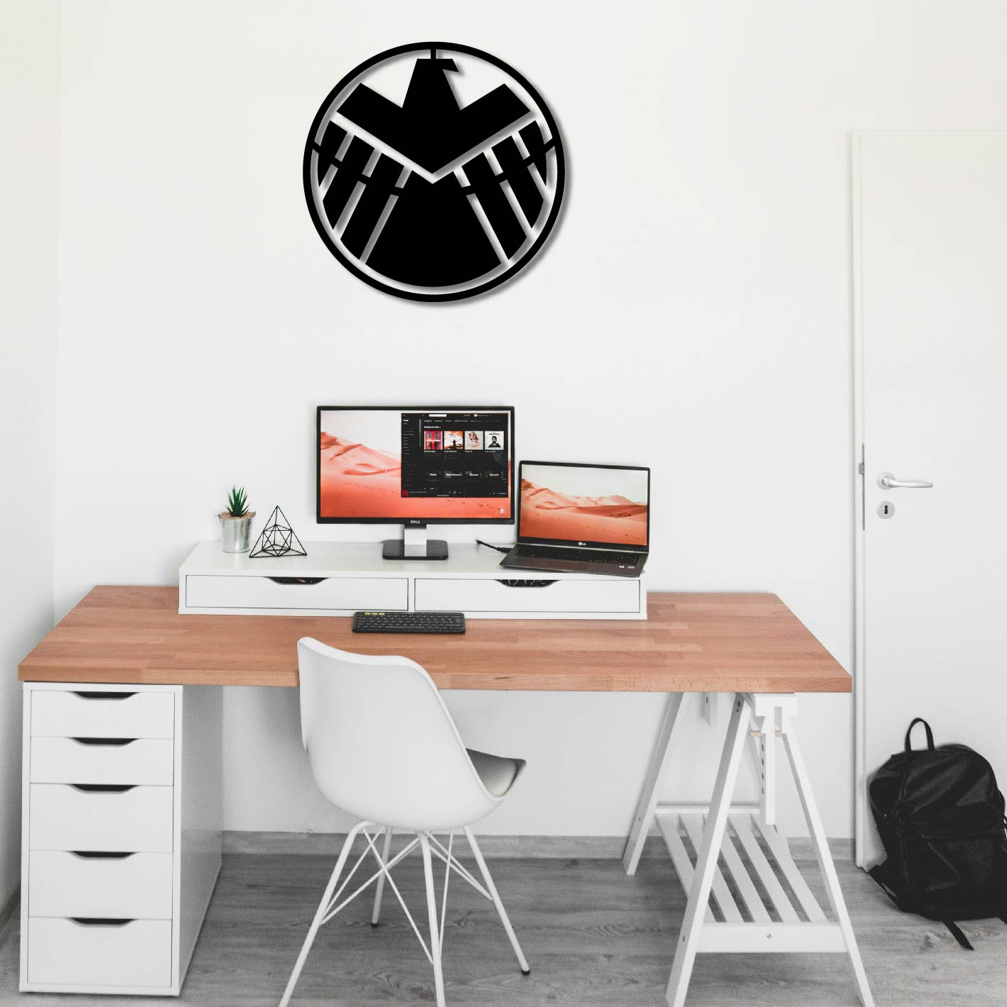 SHIELD LOGO ROUND METAL WALL ART