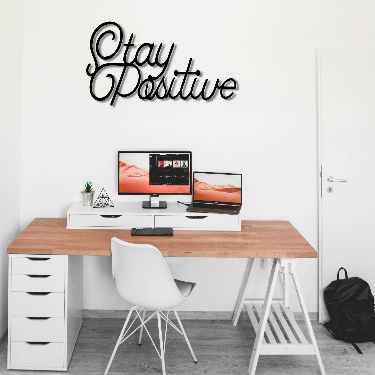 STAY POSITIVE METAL WALL ART