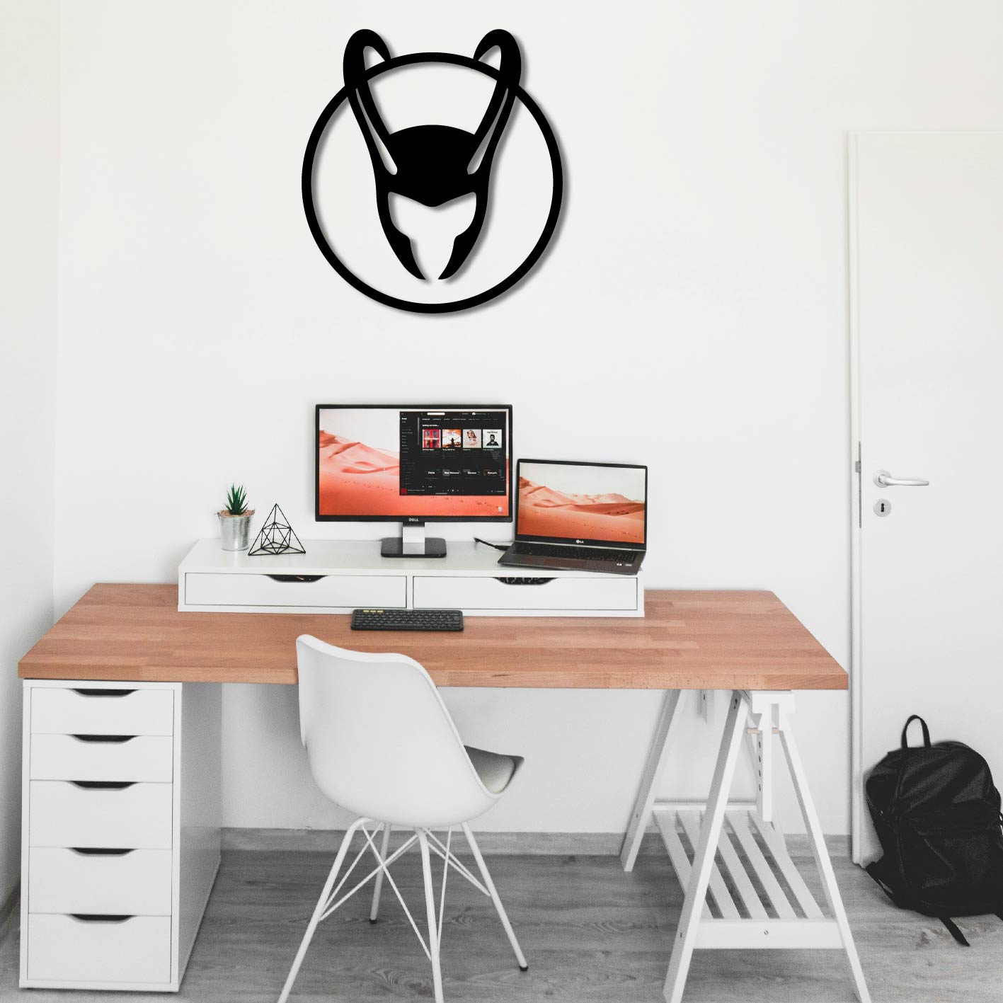 LOKI HELMET LOGO METAL WALL ART