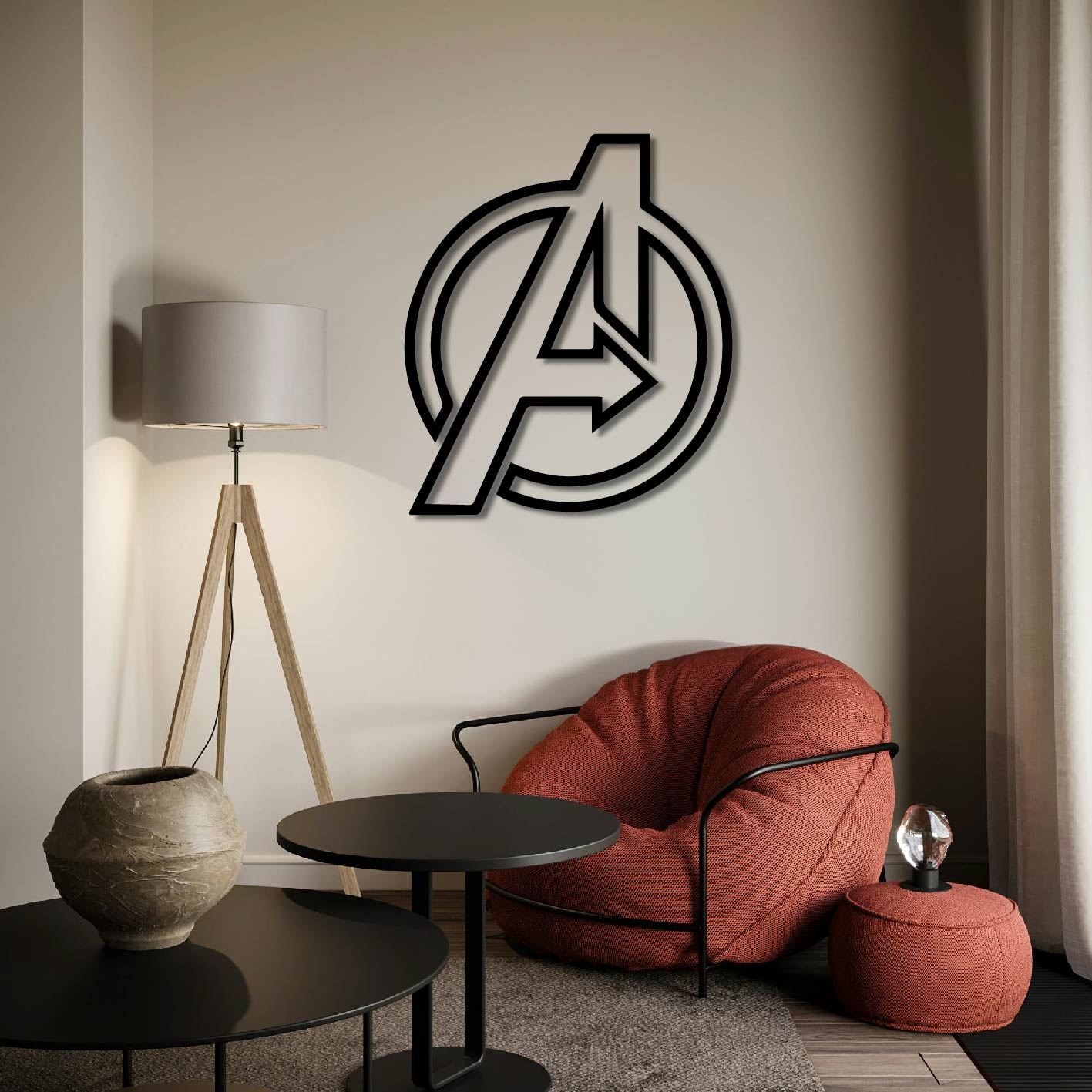 AVENGERS LOGO OUTLINE METAL WALL ART