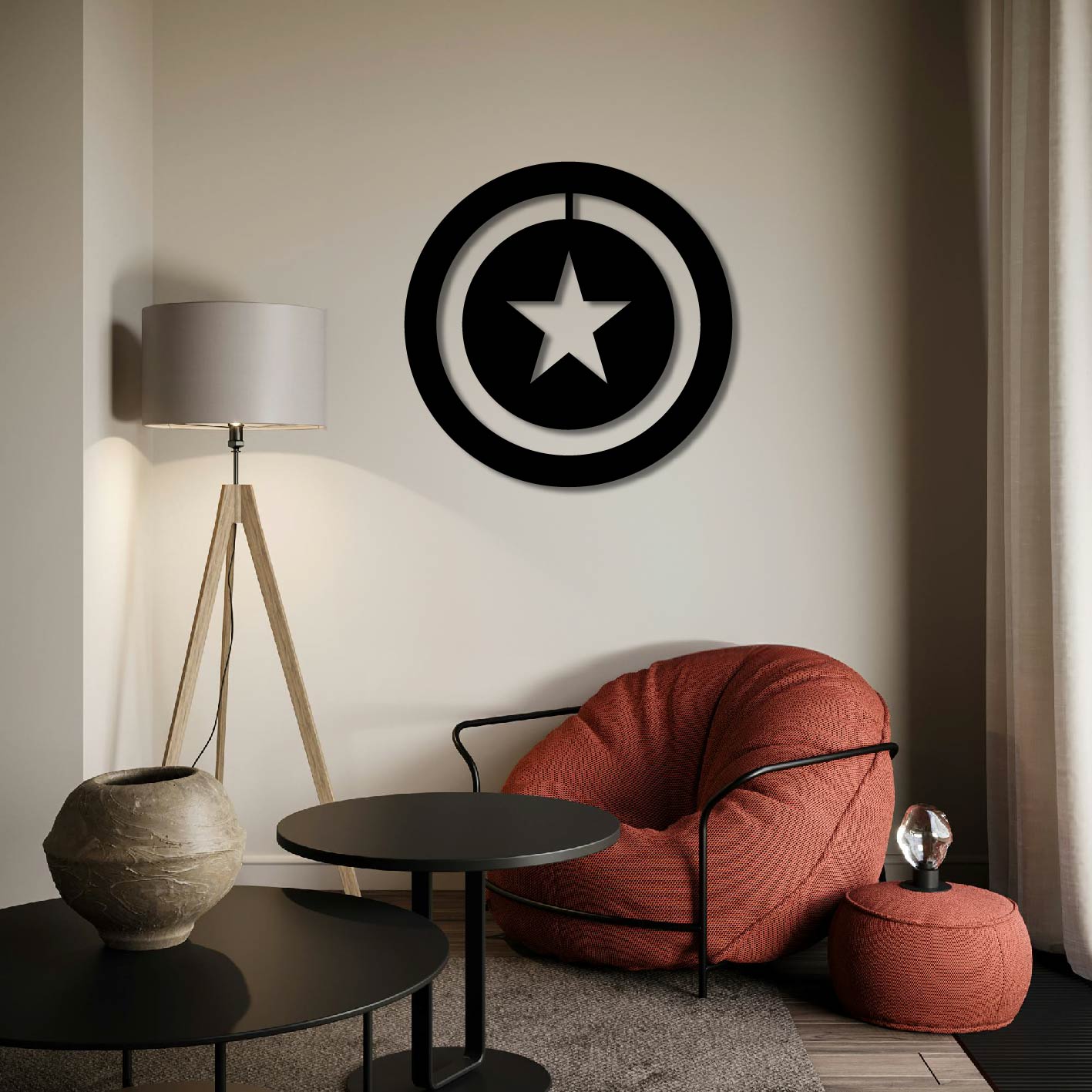 CAPTAIN AMERICA LOGO METAL WALL ART