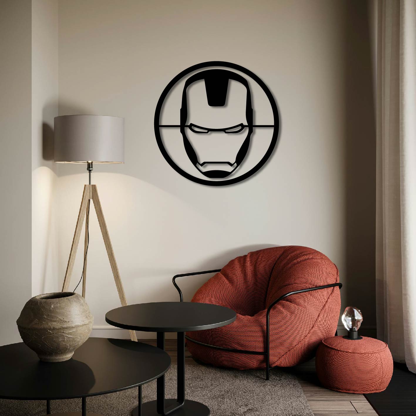 IRONMAN PORTRAIT ROUND METAL WALL ART