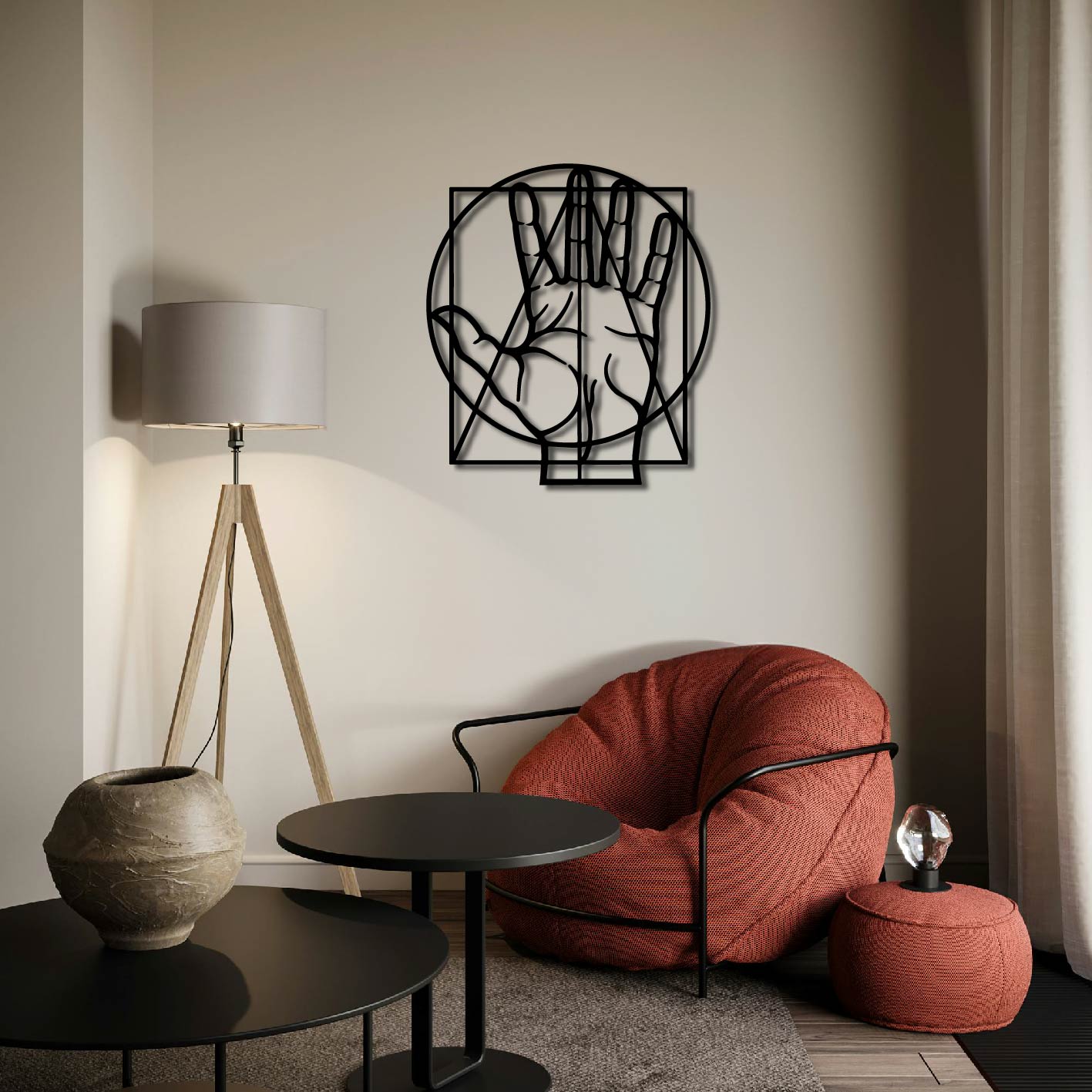 HAND LINES METAL WALL ART