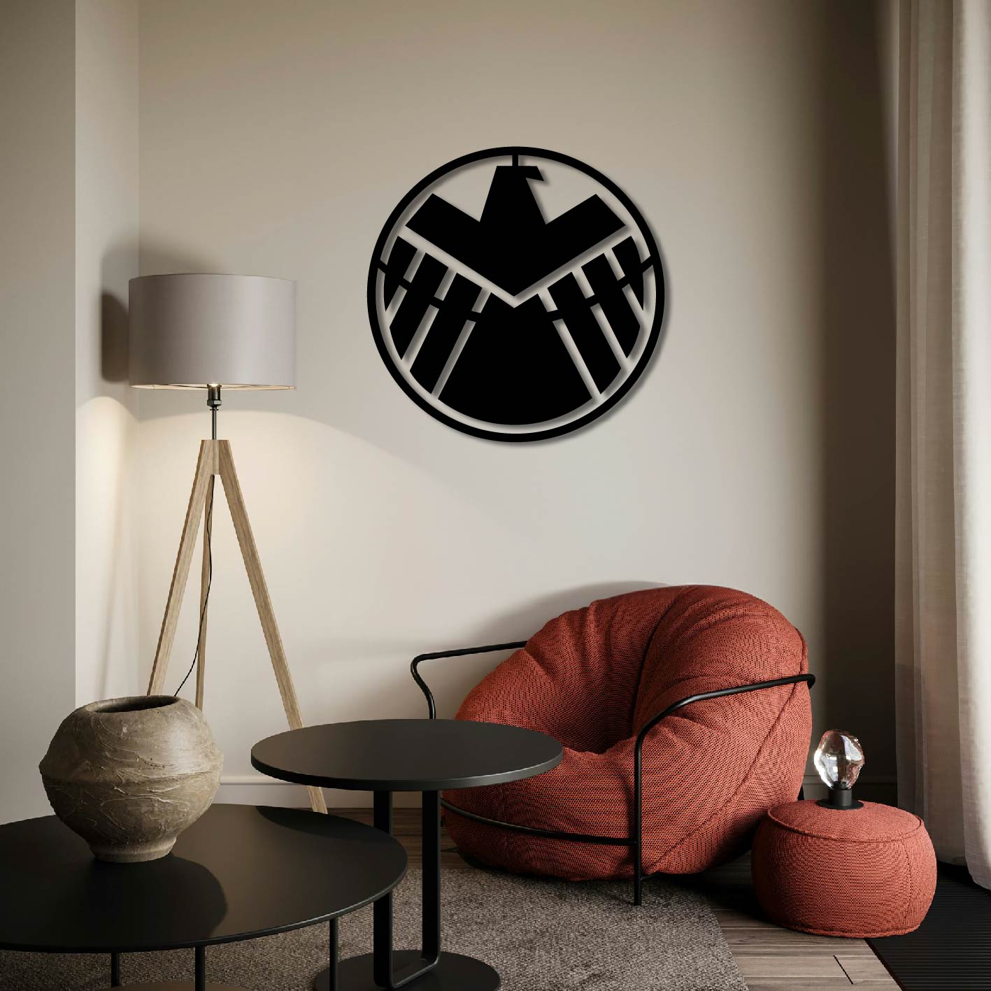 SHIELD LOGO ROUND METAL WALL ART