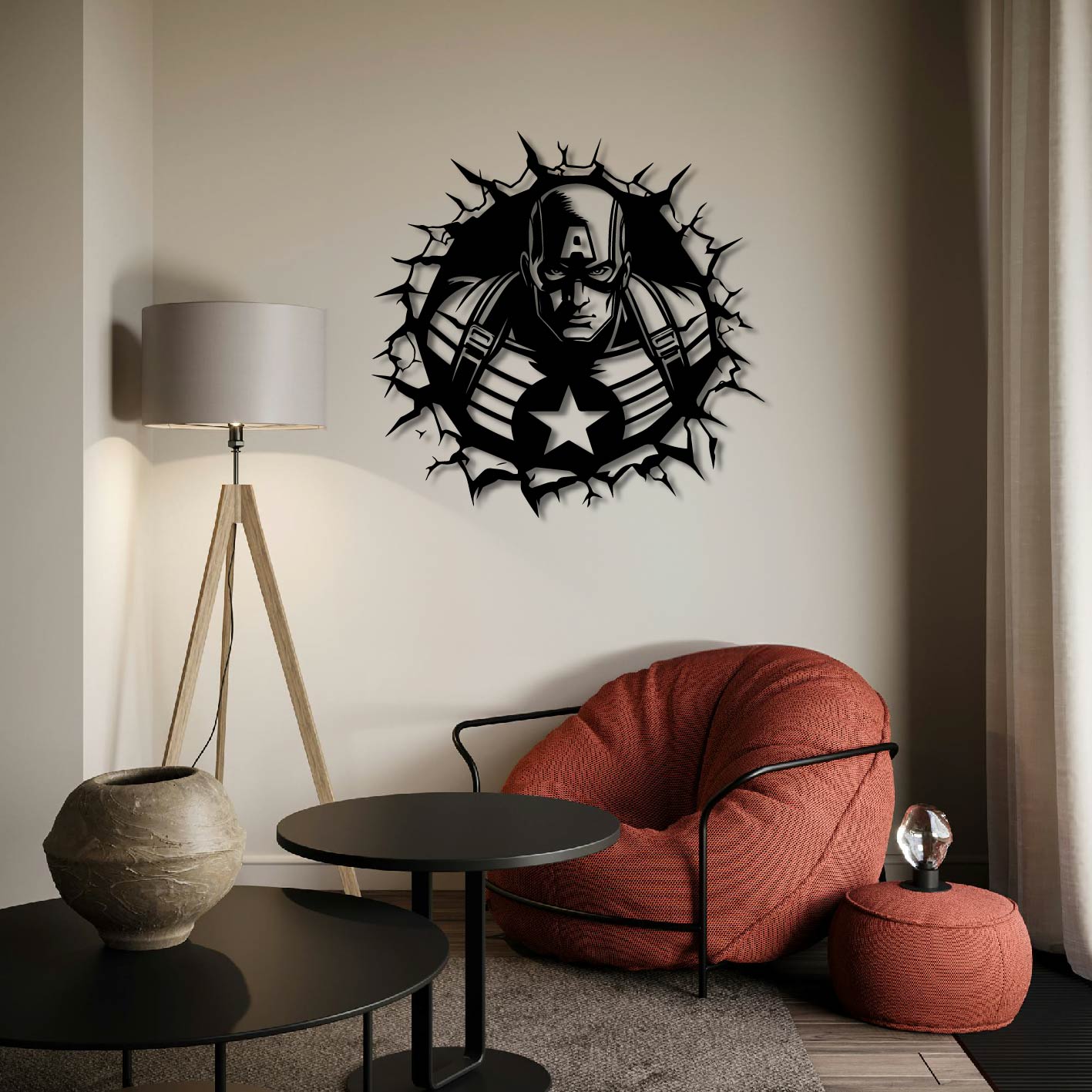 CAPTAIN AMERICA 3D METAL WALL ART