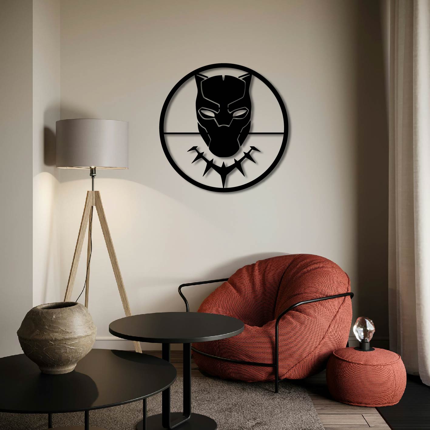 BLACK PANTHER LOGO METAL WALL ART