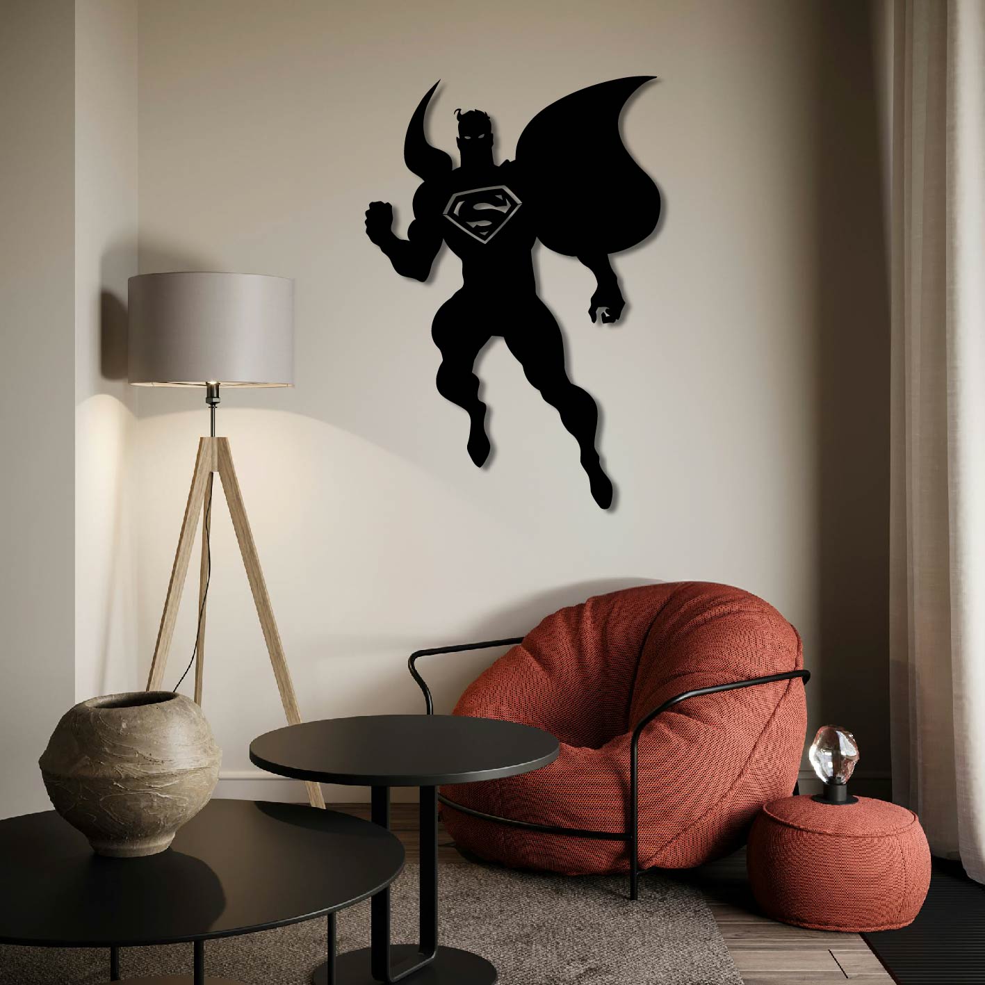 SUPERMAN FLYING SILHOUETTE METAL WALL ART