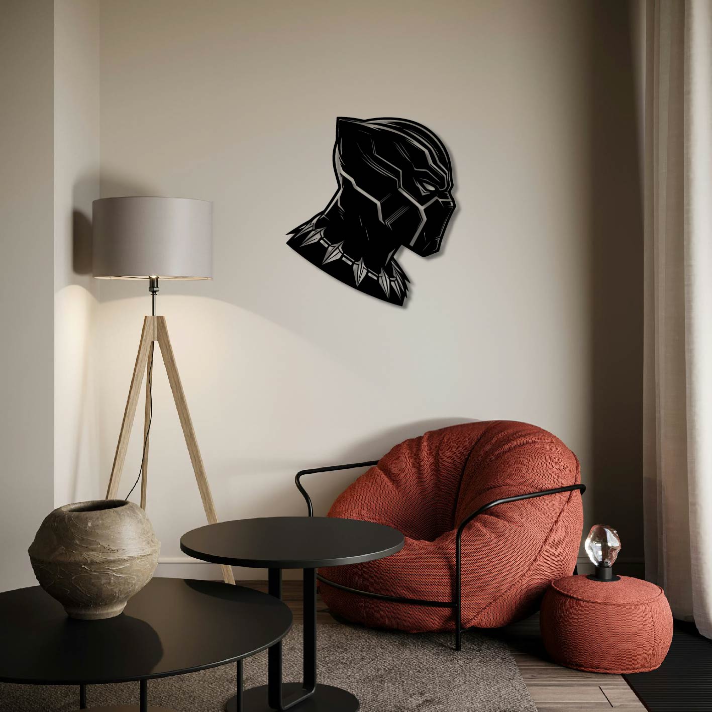 BLACK PANTHER SIDE PORTRAIT METAL WALL ART