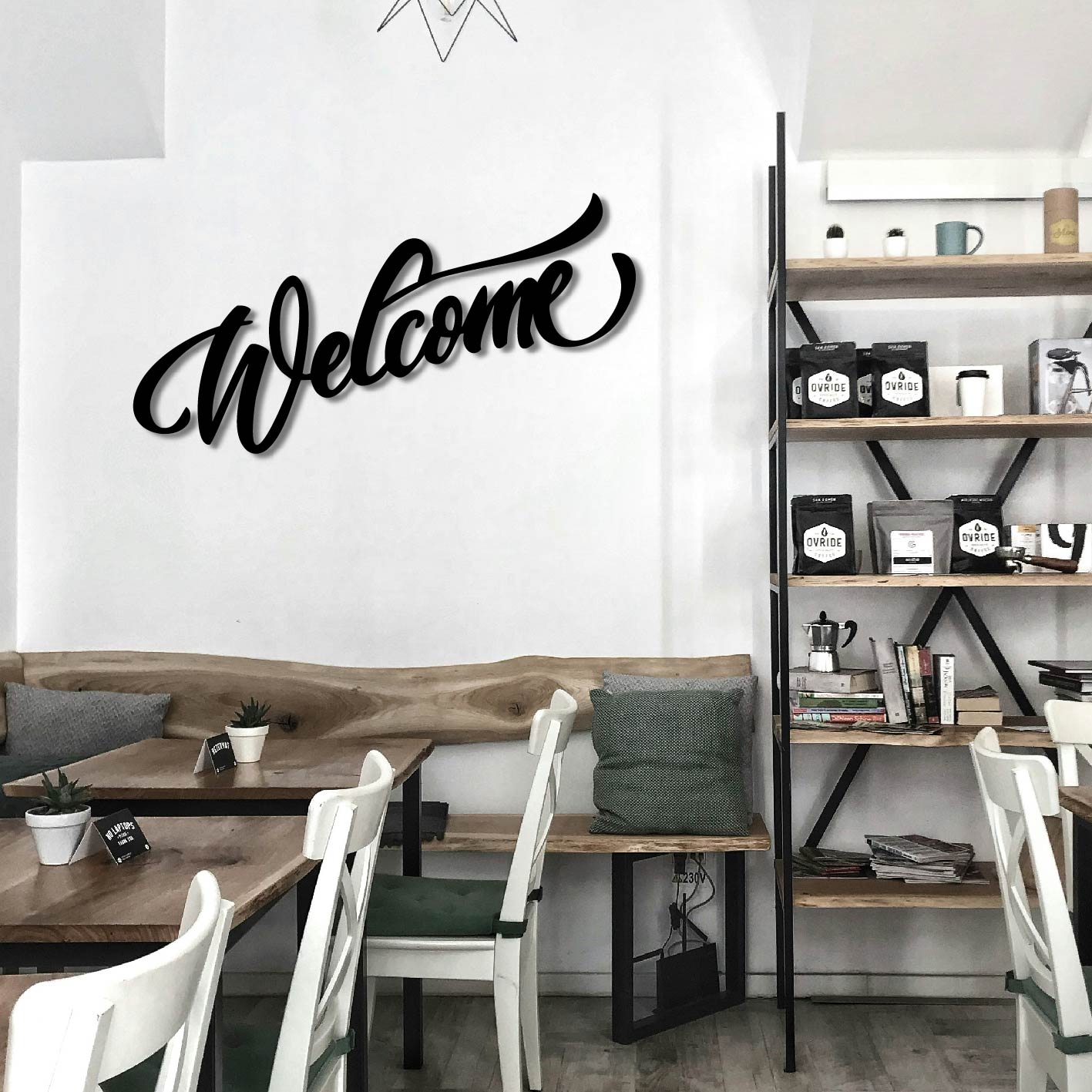 WELCOME SCRIPT SIGN METAL WALL ART