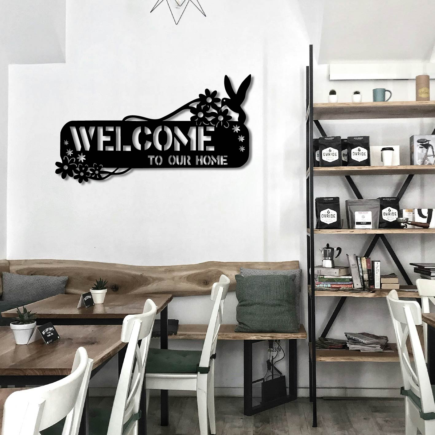 FLORAL WELCOME TO OUR HOME SIGN METAL WALL ART