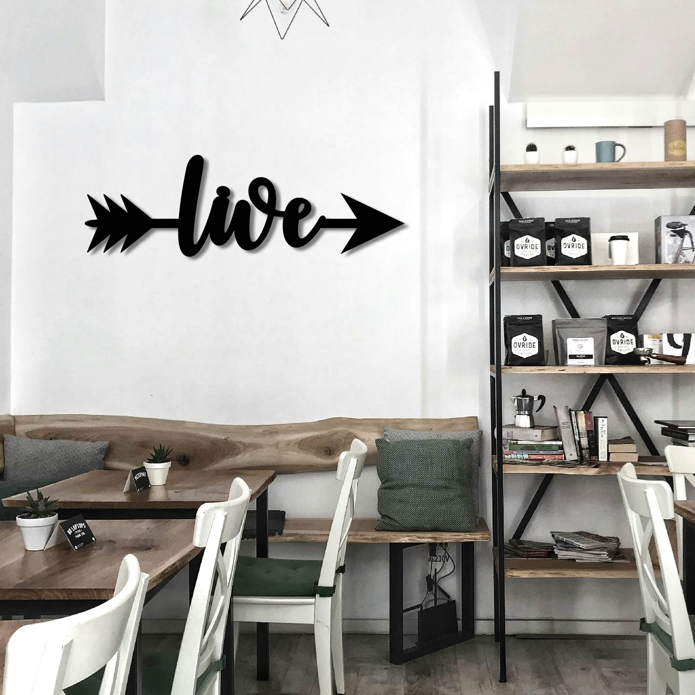 LIVE ARROW SIGN METAL WALL ART