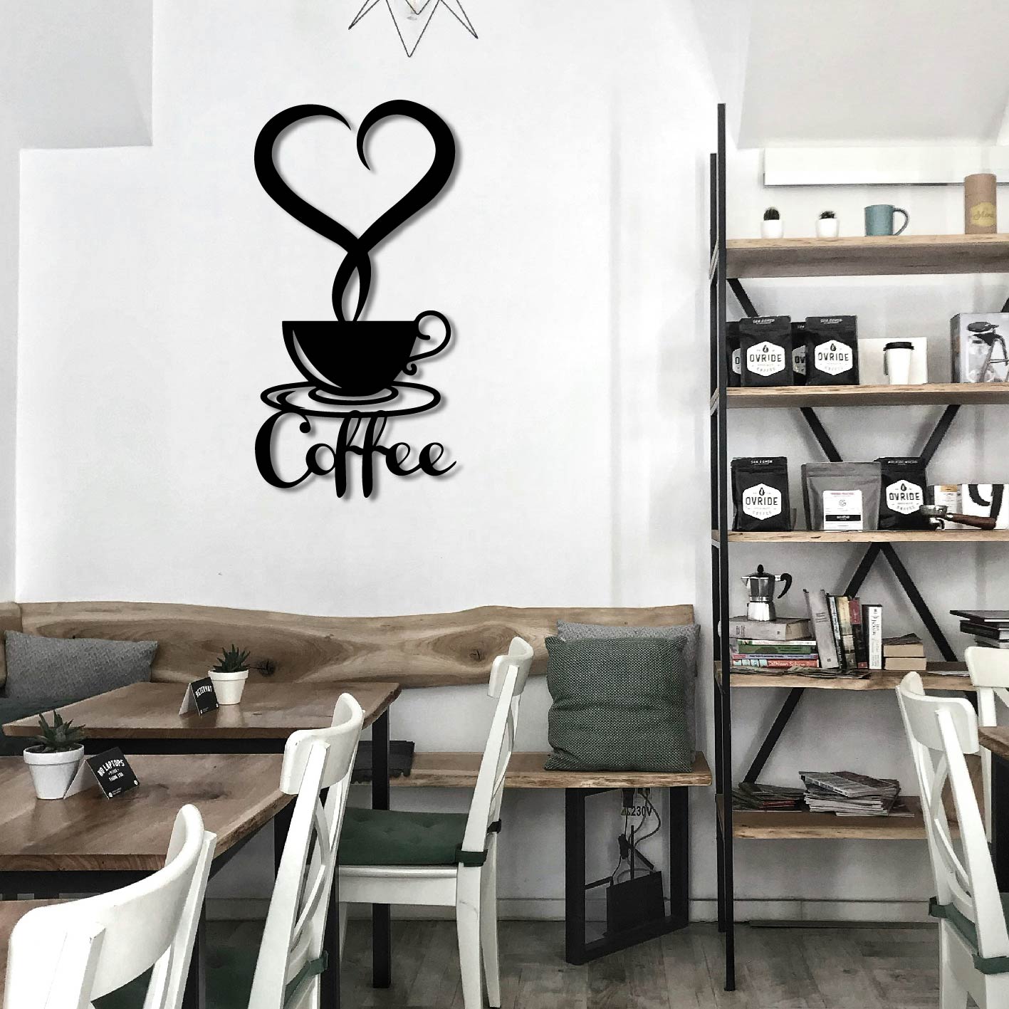 COFFEE HEART METAL WALL ART