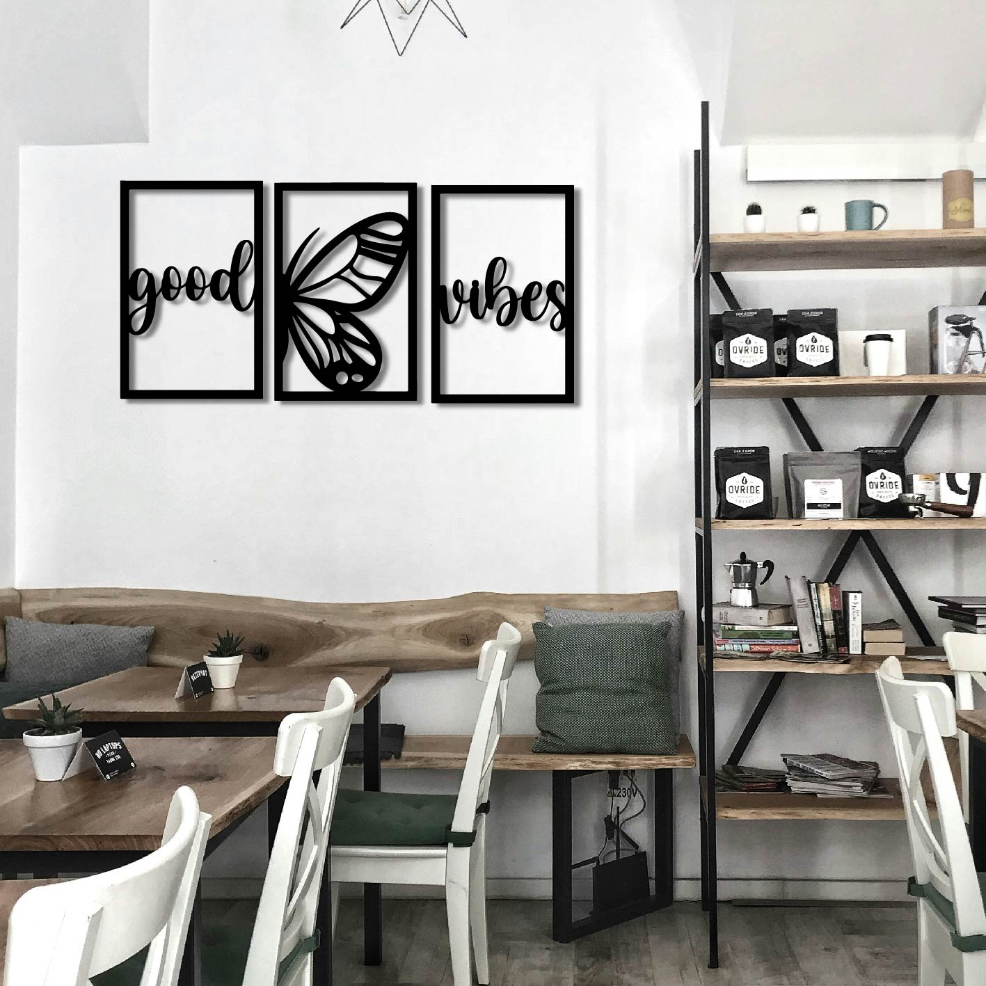 3 PIECE BUTTERFLY GOOD VIBES METAL WALL ART