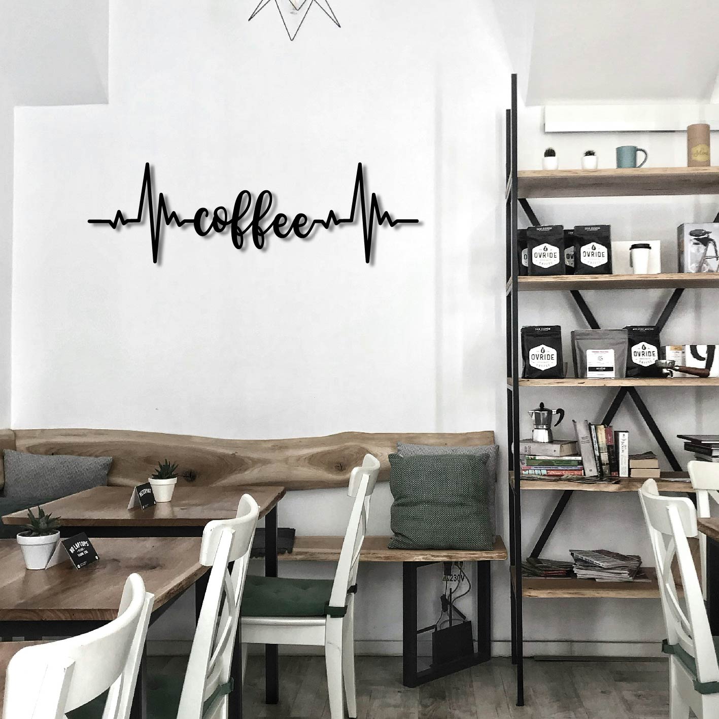 COFFEE HEARTBEAT METAL WALL ART