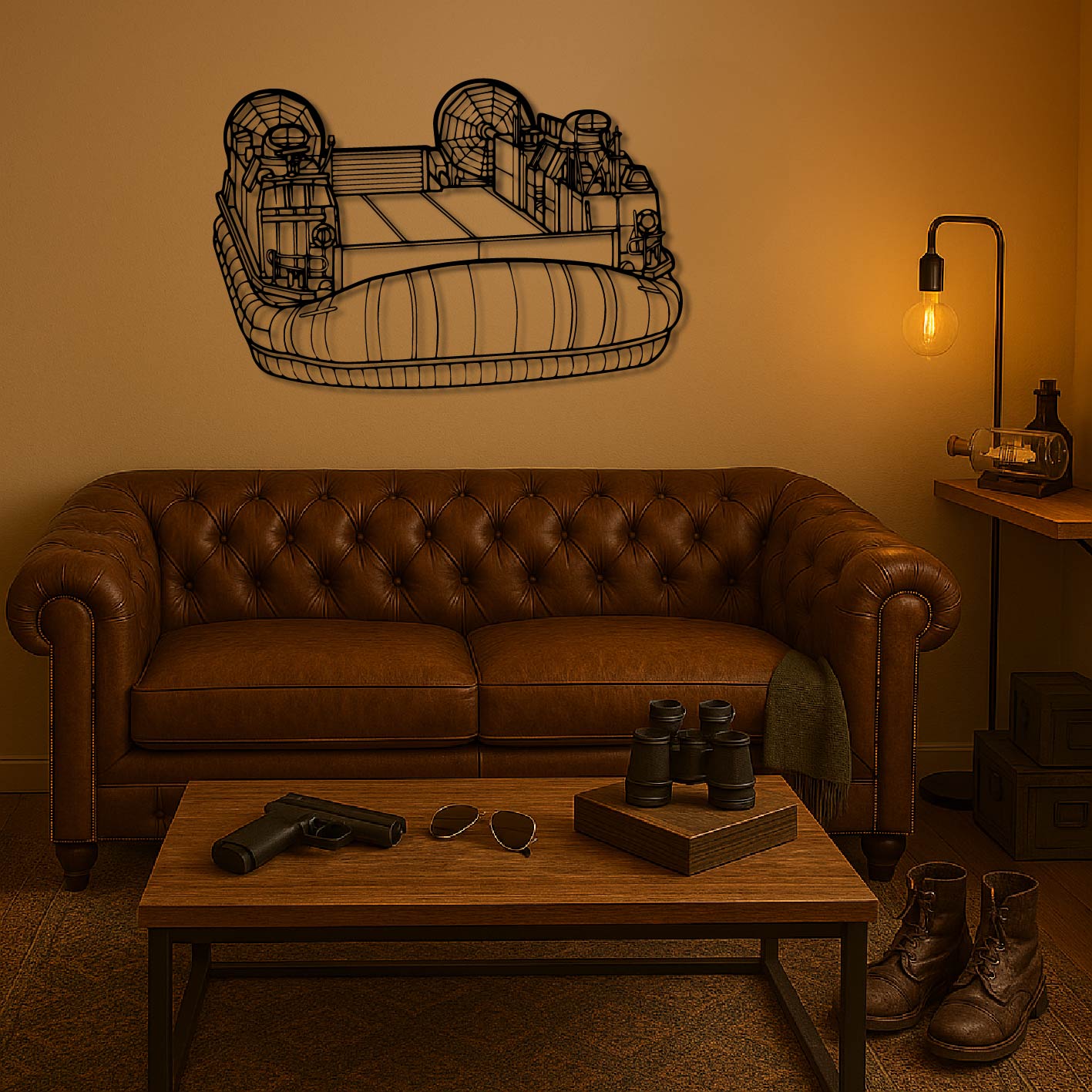 LANDING CRAFT AIR CUSHION PERSPECTIVE METAL WALL ART