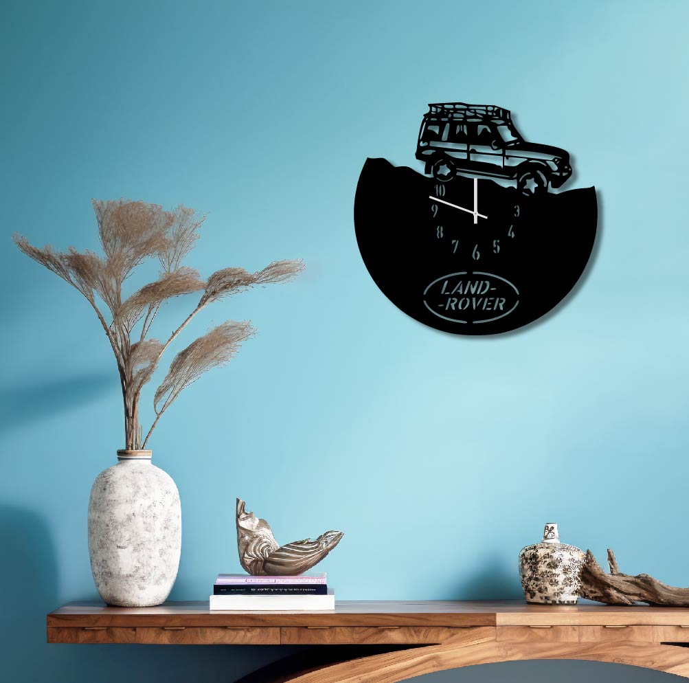 LAND ROVER CAR METAL WALL ART CLOCK