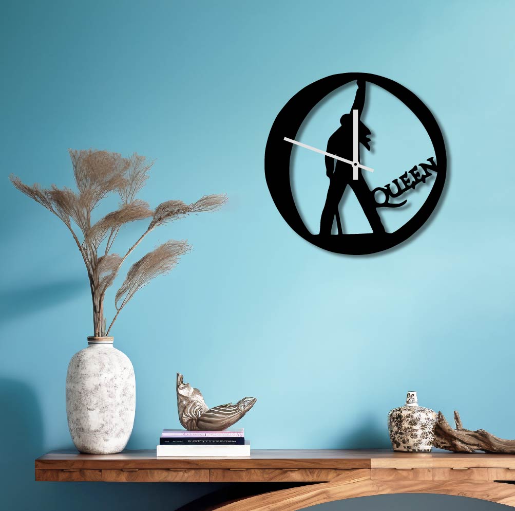 QUEEN SINGER METAL WALL ART CLOCK