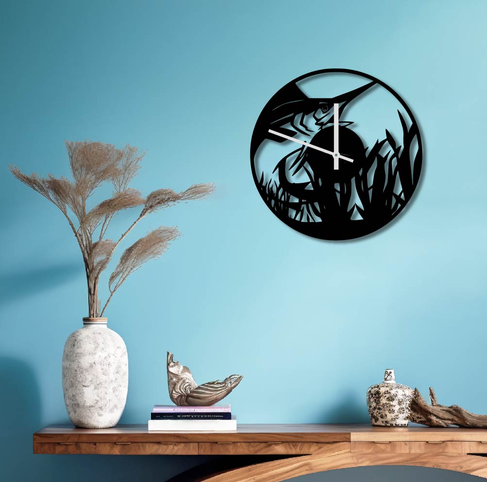 SWORDFISH METAL WALL ART CLOCK