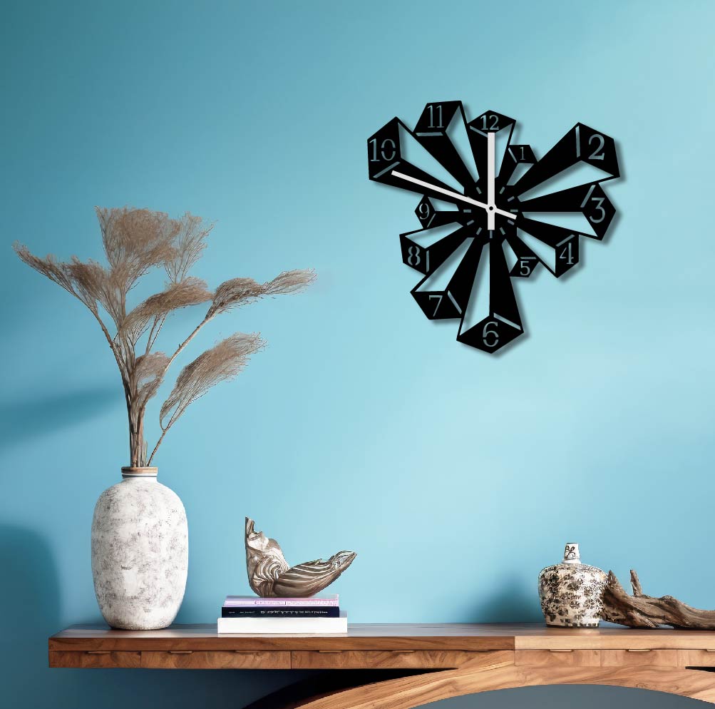 3D UNEVEN BLOCKS METAL WALL ART CLOCK