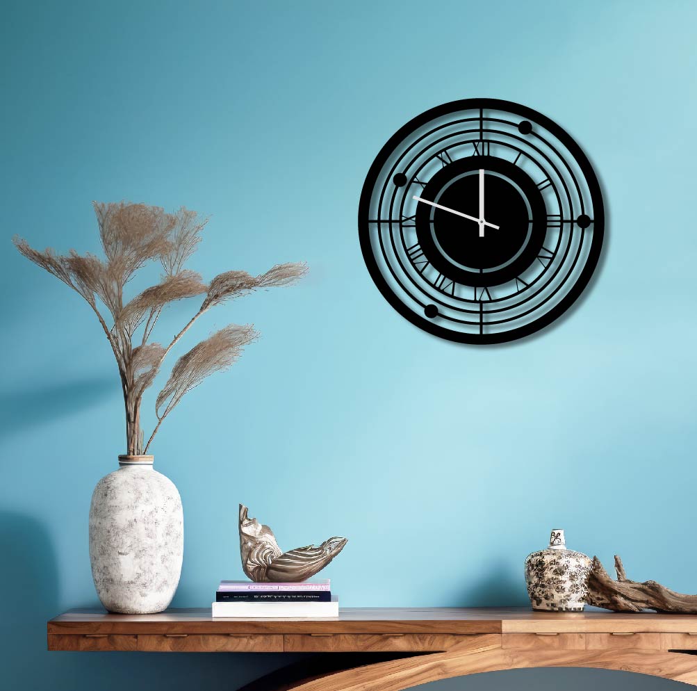 GEOMETRIC LINES METAL WALL ART CLOCK 2