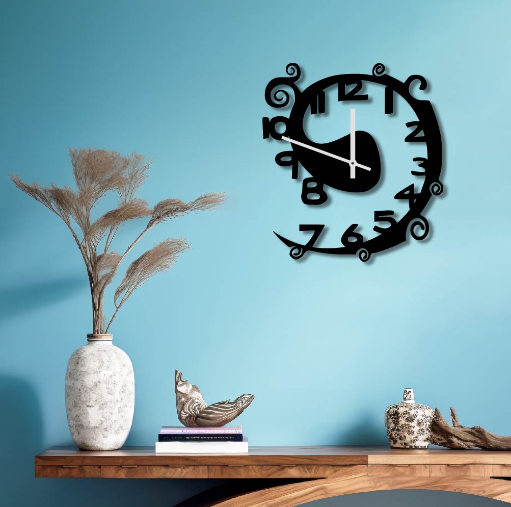 SWIRLY SWIRLS METAL WALL ART CLOCK