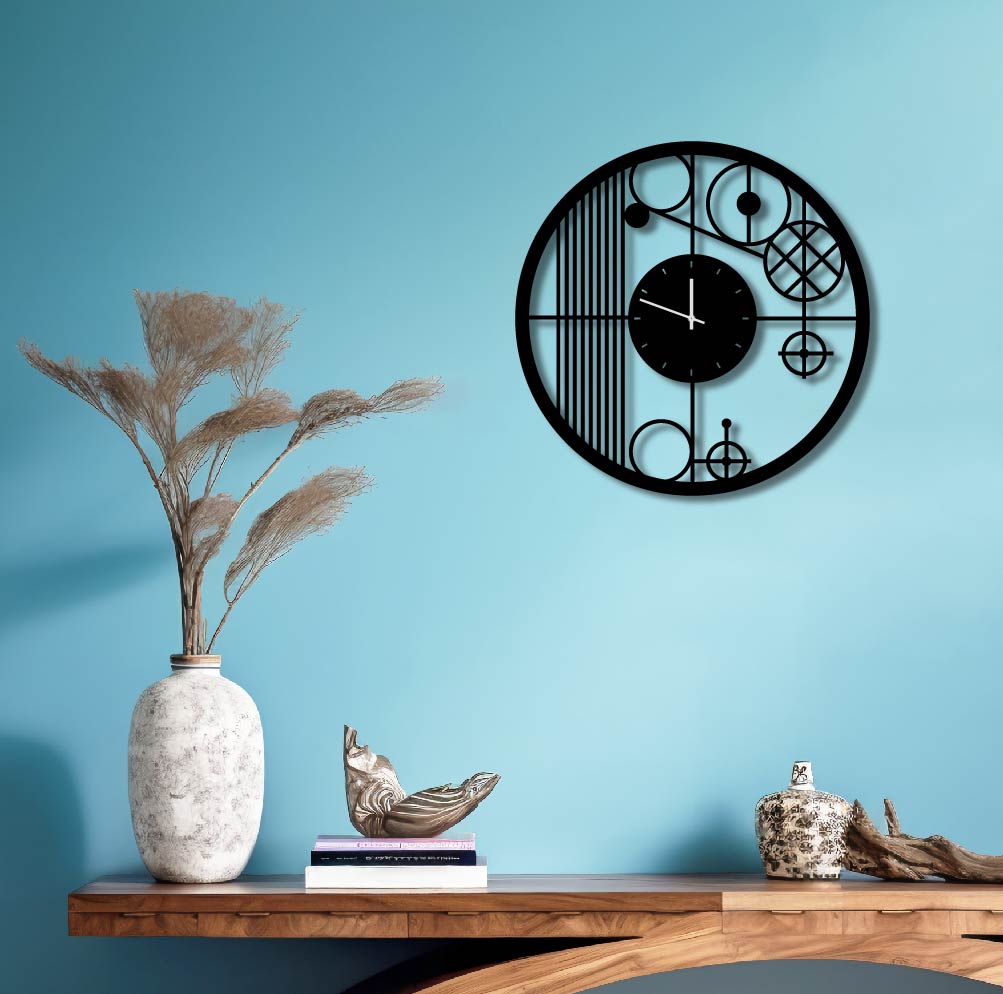 GEOMETRIC LINES METAL WALL ART CLOCK 4