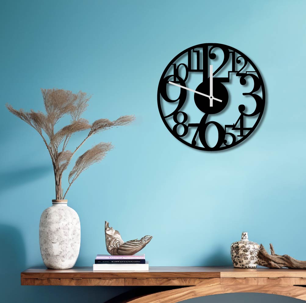 NUMBERS METAL WALL ART CLOCK