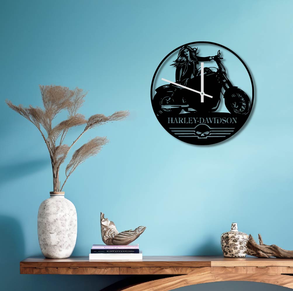 HARLEY DAVIDSON METAL WALL ART CLOCK