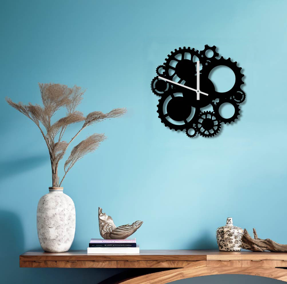 MECHANICAL GEARS METAL WALL ART CLOCK