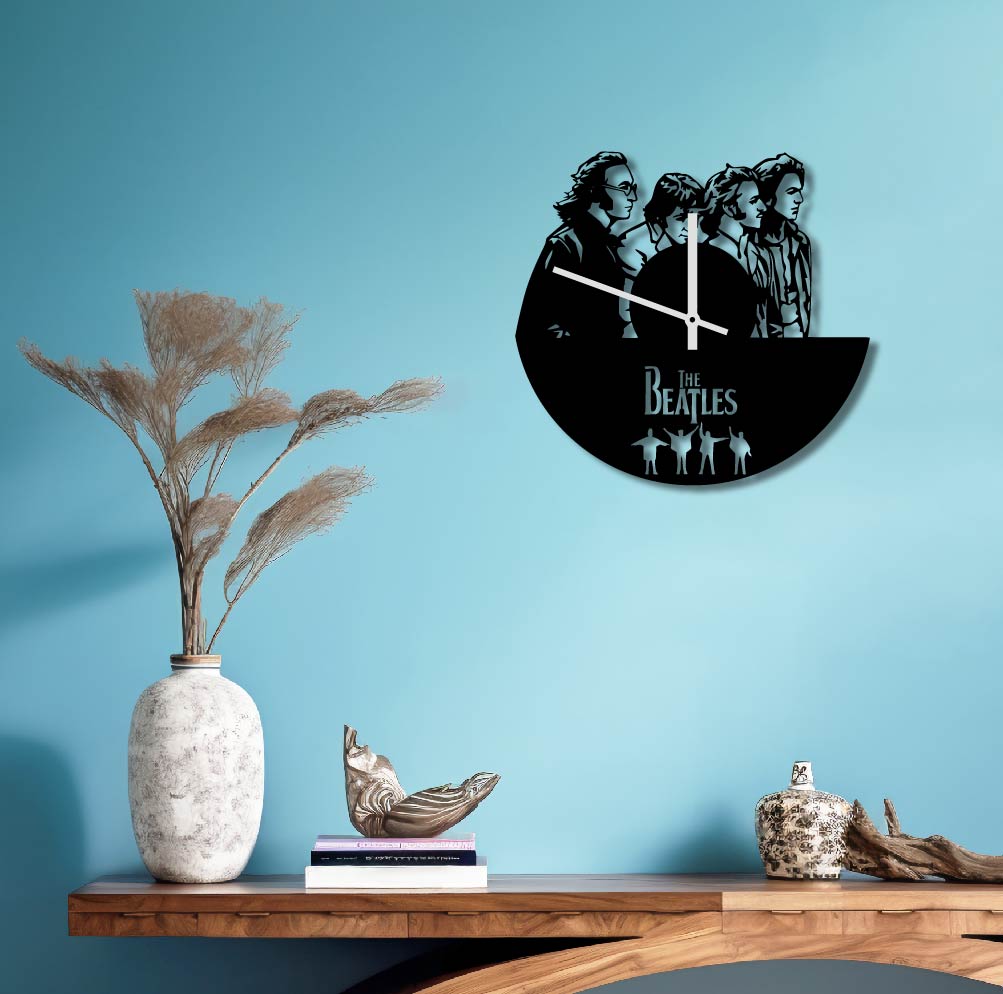 THE BEATLES BAND METAL WALL ART CLOCK