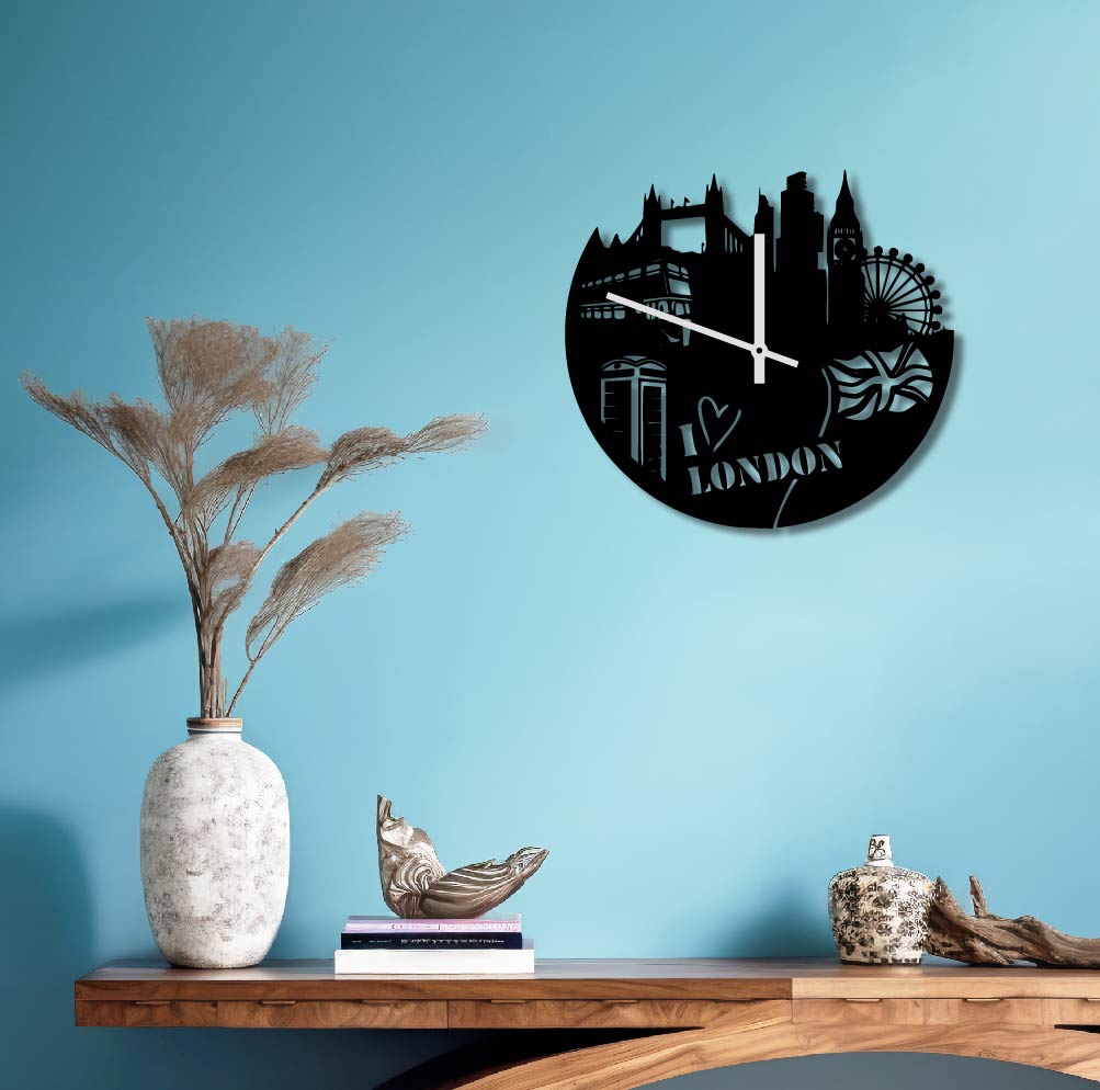 I LOVE LONDON METAL WALL ART CLOCK
