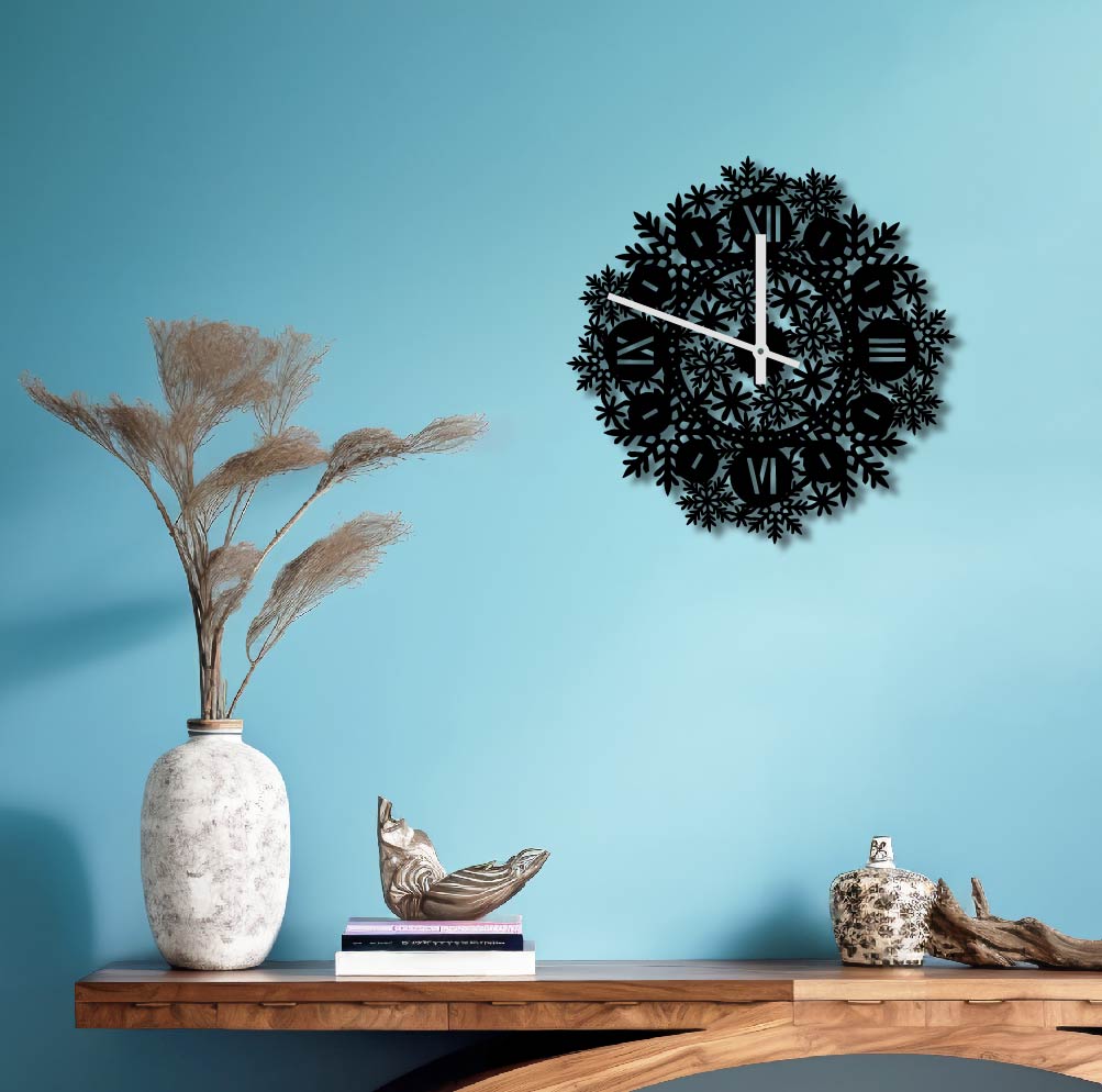CHRISTMAS PINE METAL WALL ART CLOCK
