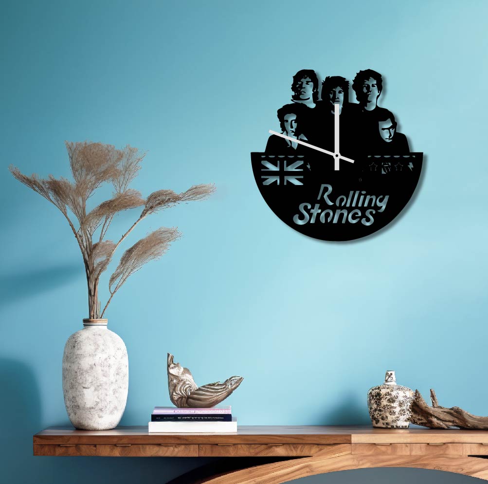 ROLLING STONES BAND METAL WALL ART CLOCK