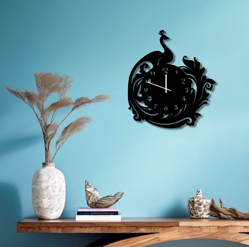 PEACOCK METAL WALL ART CLOCK