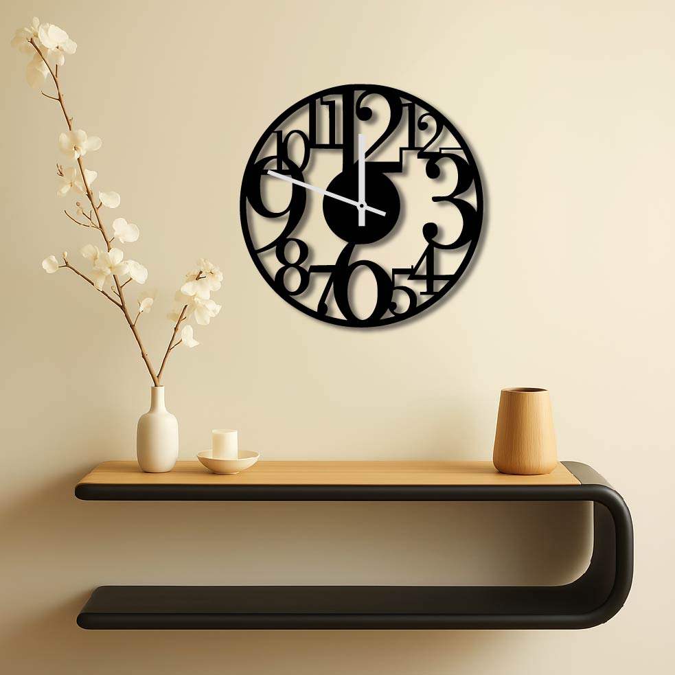 NUMBERS METAL WALL ART CLOCK