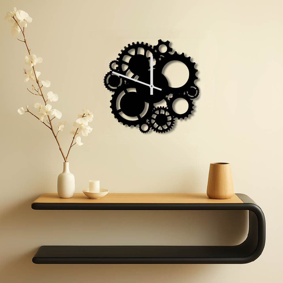 MECHANICAL GEARS METAL WALL ART CLOCK