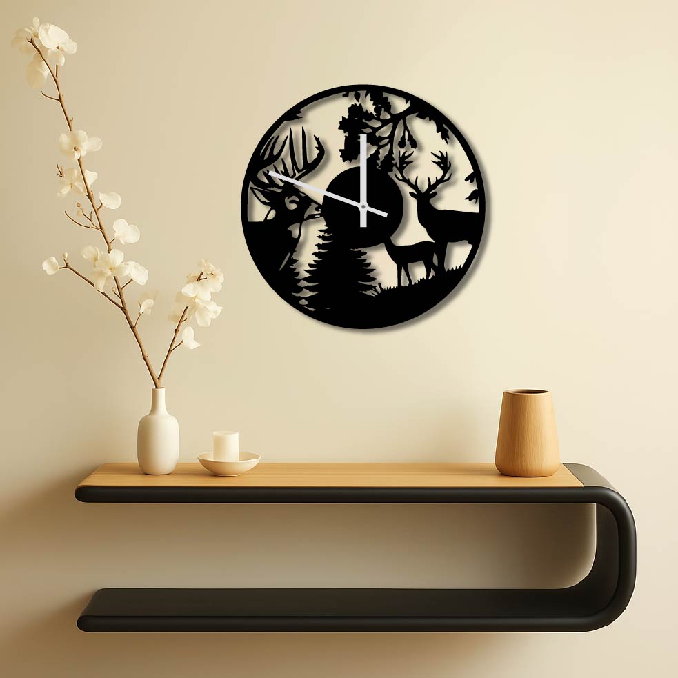 DEER METAL WALL ART CLOCK