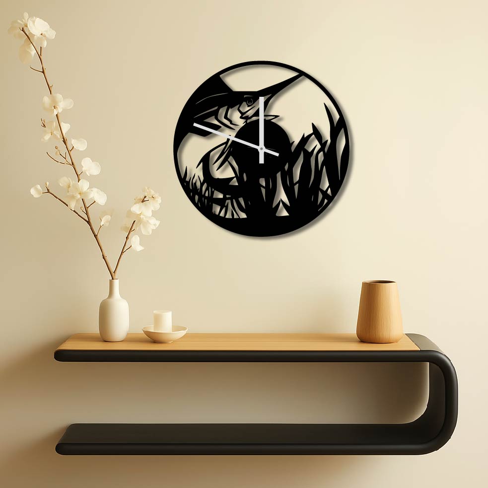 SWORDFISH METAL WALL ART CLOCK