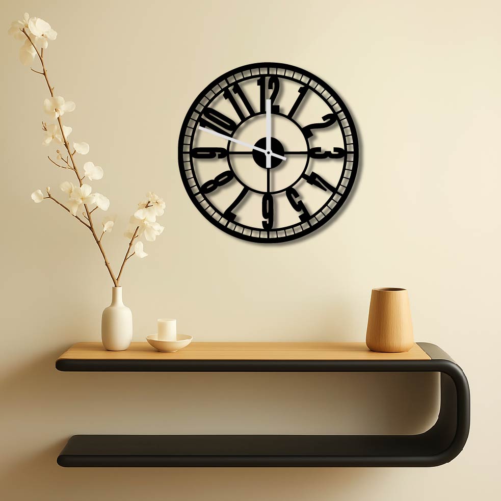 STRETCHED NUMBERS METAL WALL ART CLOCK