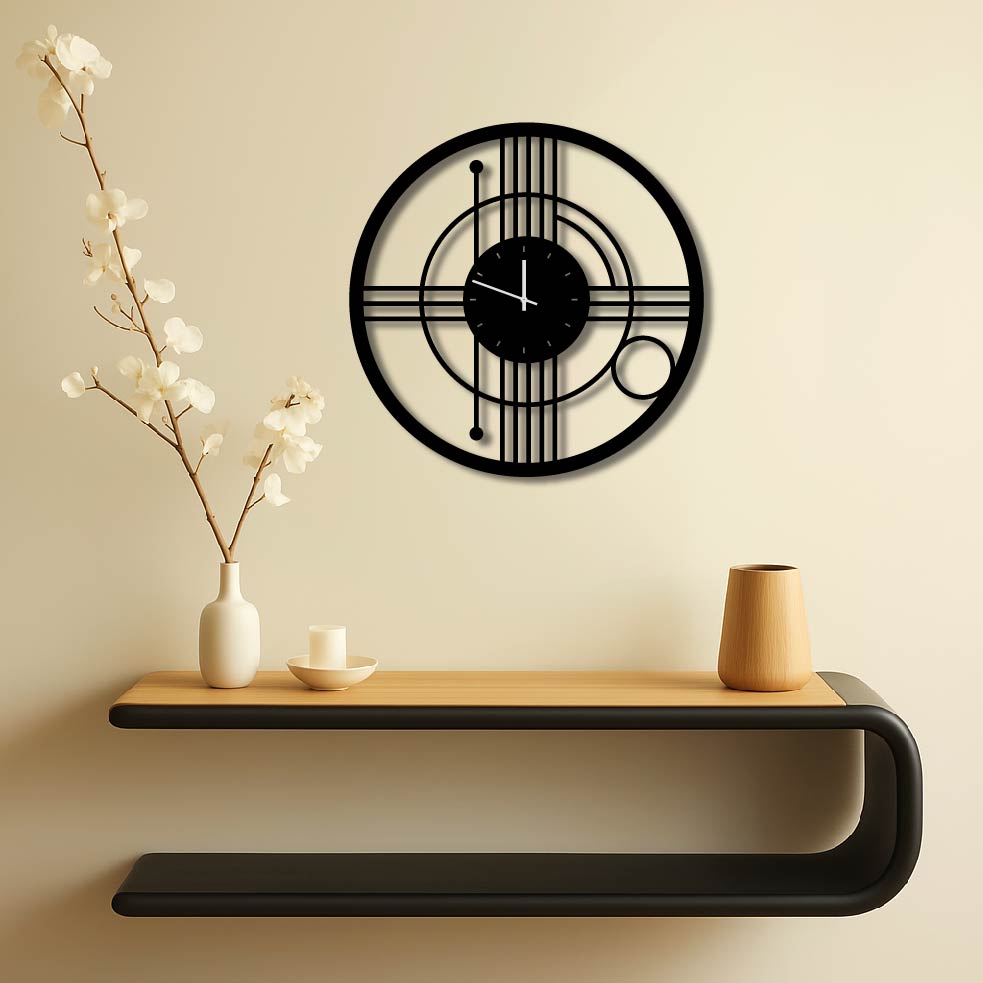 GEOMETRIC LINES METAL WALL ART CLOCK 3