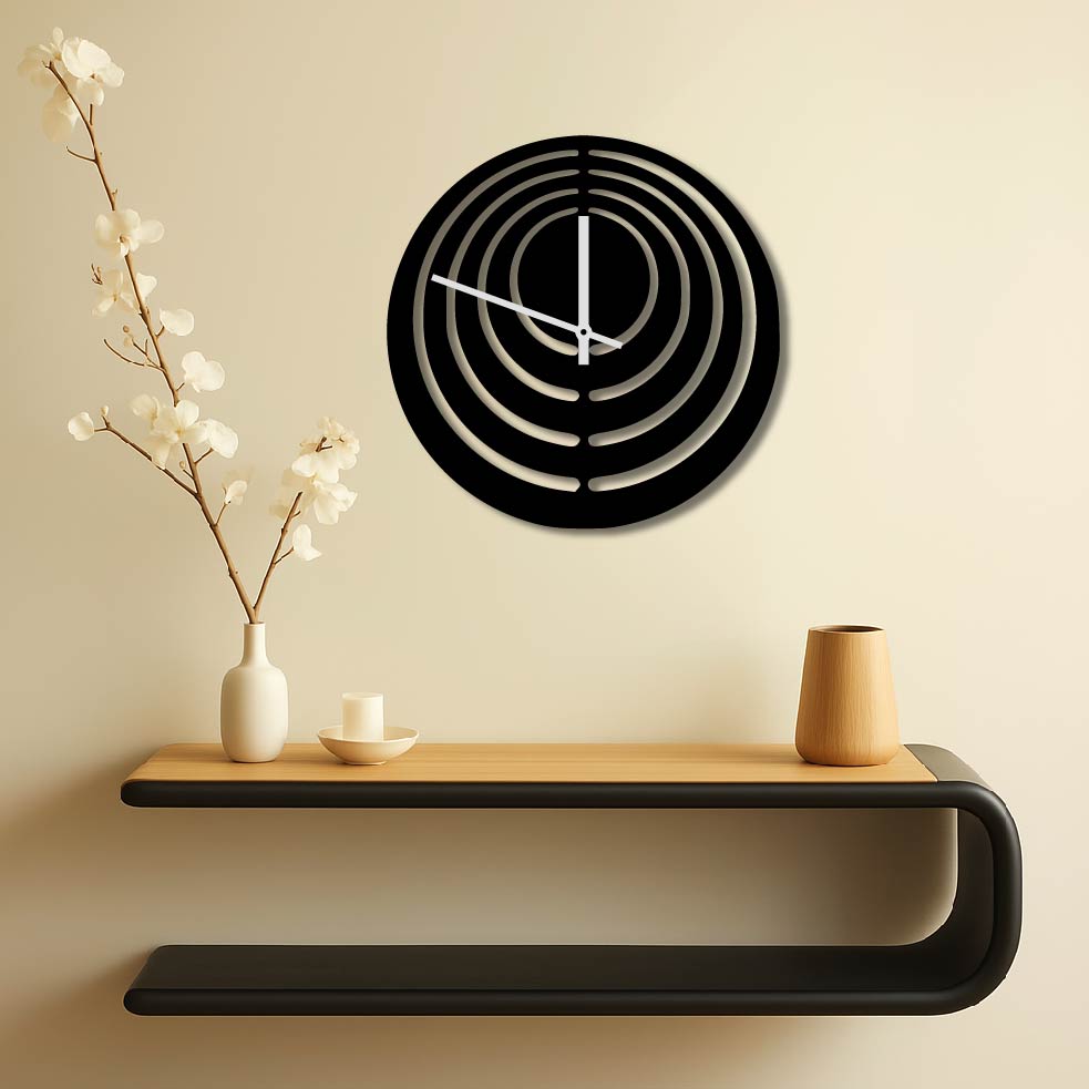CIRCLE PATTERN METAL WALL ART CLOCK