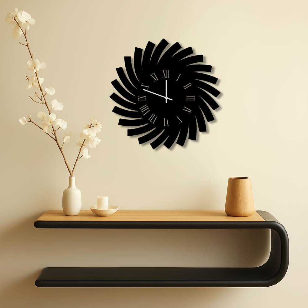 BOLD SWIRL METAL WALL ART CLOCK