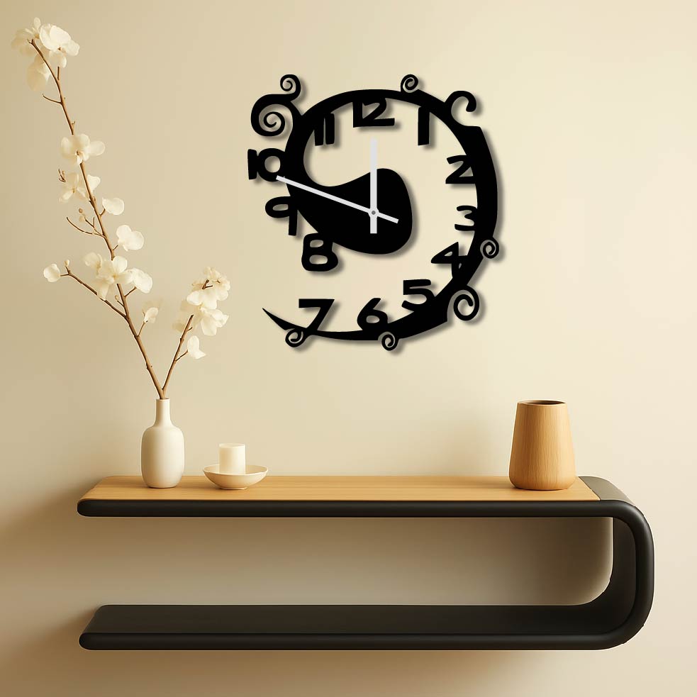 SWIRLY SWIRLS METAL WALL ART CLOCK