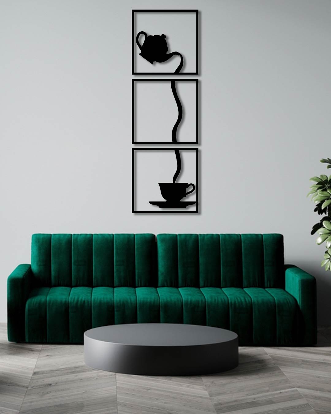 Tea Cup Metal Wall Art Frame