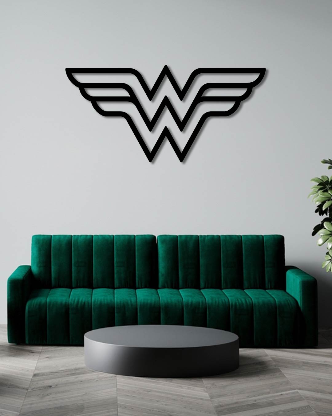 Wonder-Woman Classic Logo Outline Metal Wall Art Frame