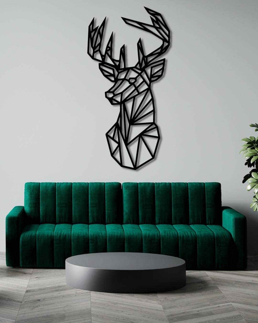 Geometric Deer Metal Wall Art Frame