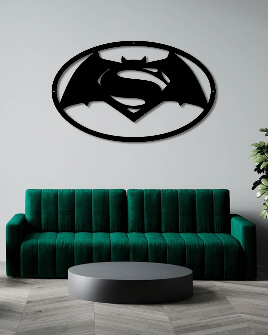 Superman Batman Logo Metal Wall Art Frame