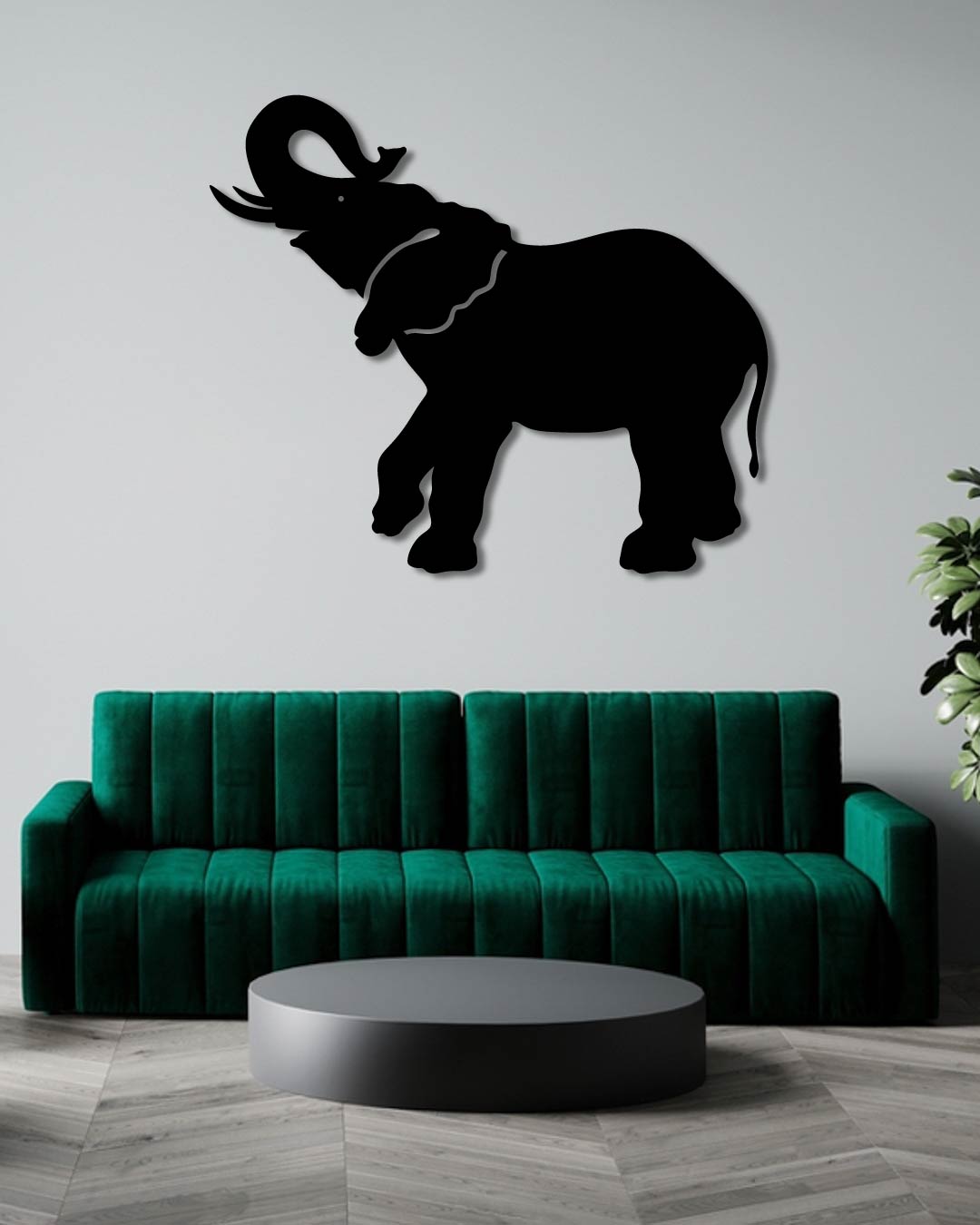 Happy Elephant Metal Wall Art Frame