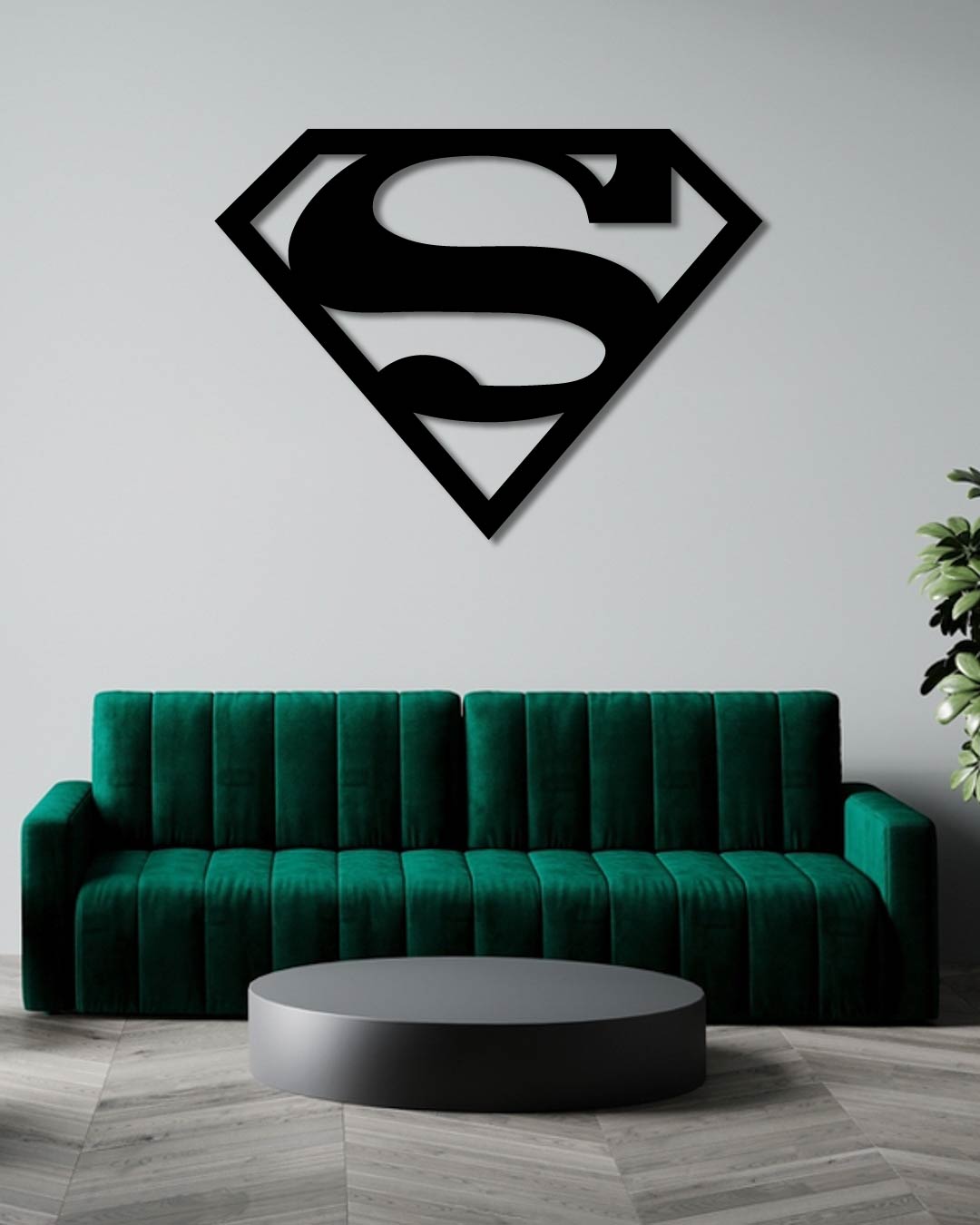 Classic Superman Logo Silhouette Metal Wall Art Frame